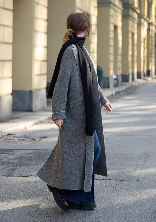 Rose & Lini BOBOUTIC WOOL & CASHMERE “4758” BLACK & CREAM COAT Latest stili