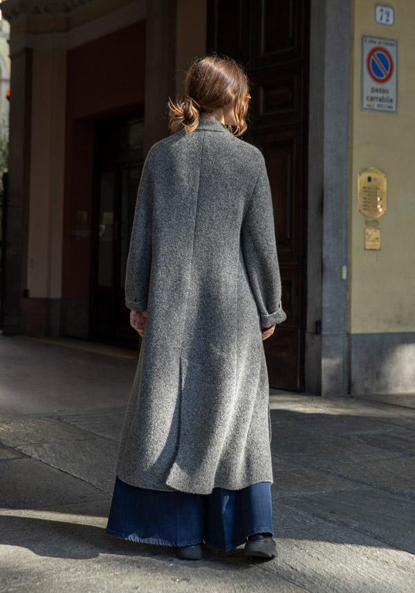 Rose & Lini BOBOUTIC WOOL & CASHMERE “4758” BLACK & CREAM COAT Latest stili
