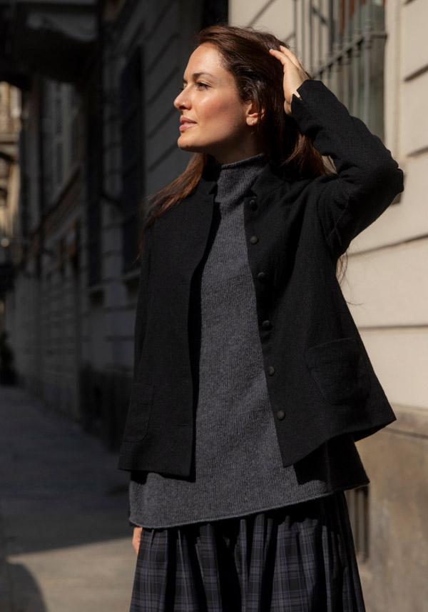 Rose & Lini APUNTOB VIRGIN WOOL “JACKET 1878” BLACK Offerta speciale della fabbrica