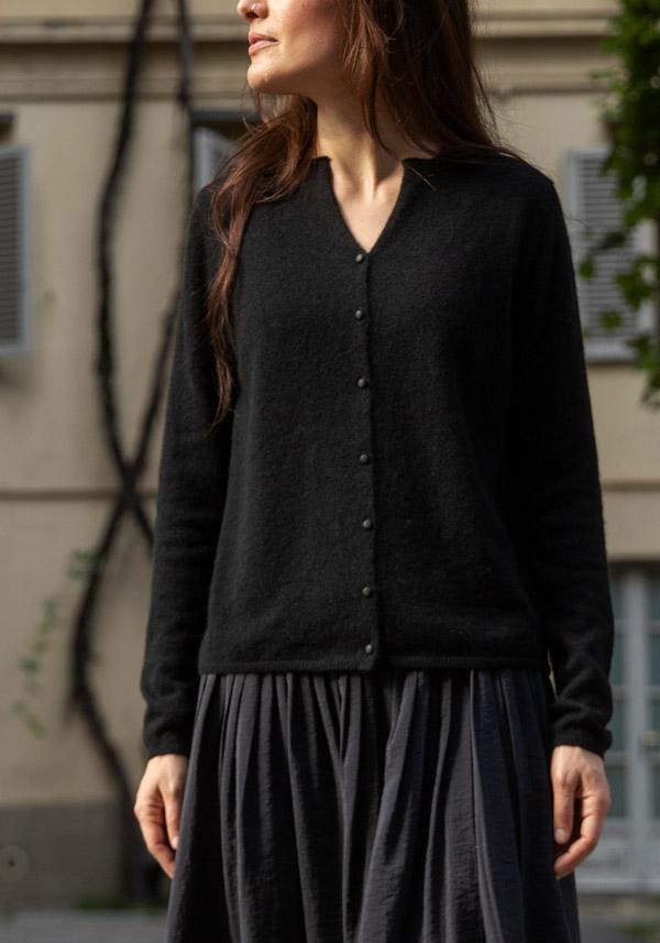 Rose & Lini APUNTOB SILK & CASHMERE “CARDIGAN 1892” BLACK Fino al 55% di sconto