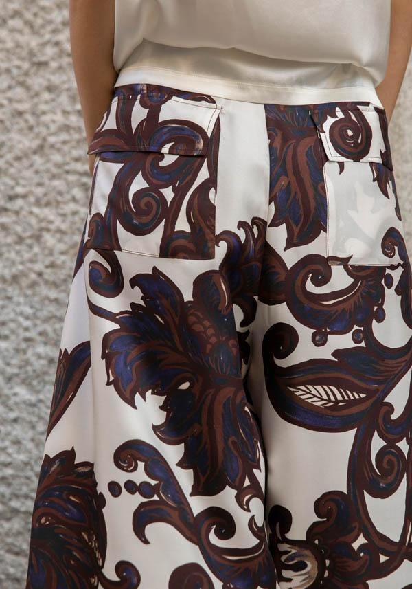 Rose & Lini CO.GO SILK BROWN & WHITE “PANTS VP241” FLORAL Enormi sconti