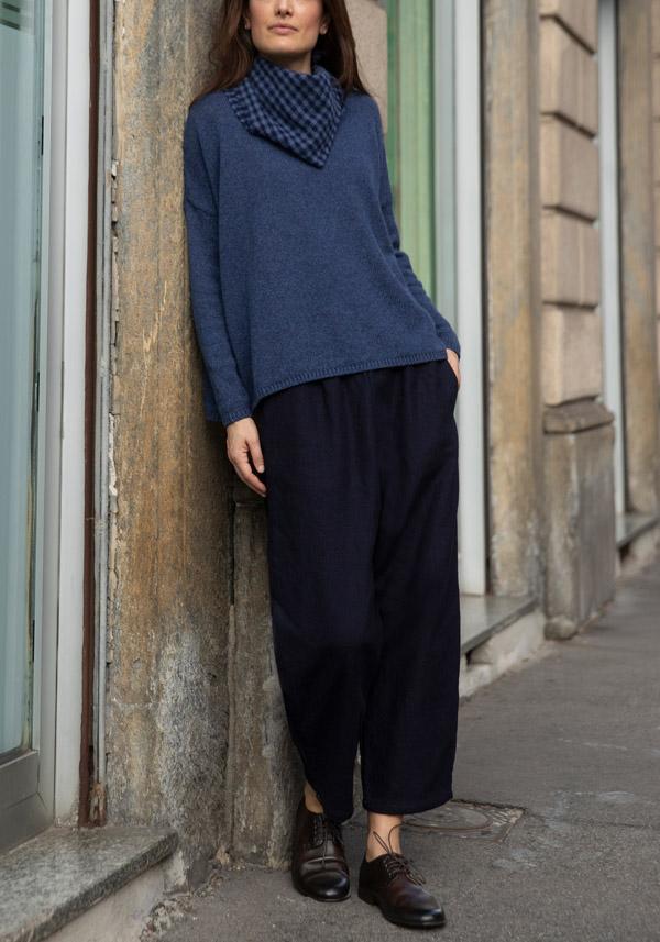 Rose & Lini APUNTOB CASHMERE & ALPACA “PULL 1890” DENIM BLUE Duty-free