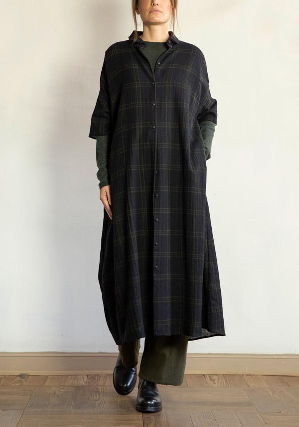 Rose & Lini APUNTOB WOOL CHECKED “DRESS 1813” BLUE Negozi Online