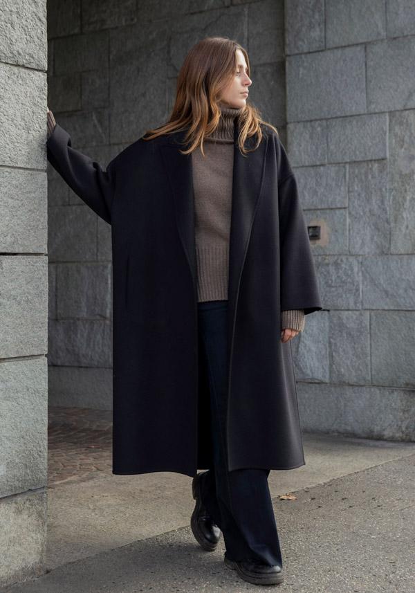 Rose & Lini N8 WOOL & CASHMERE “COAT 1100” BLACK Fino Al -60%