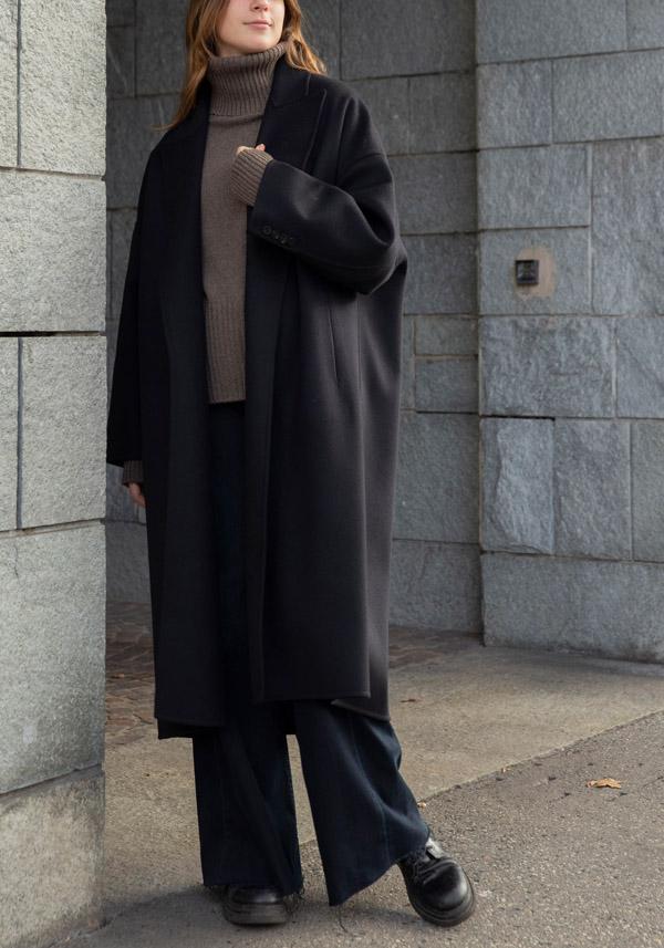 Rose & Lini N8 WOOL & CASHMERE “COAT 1100” BLACK Fino Al -60%