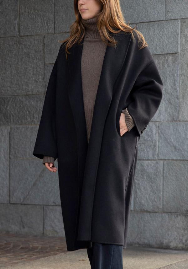Rose & Lini N8 WOOL & CASHMERE “COAT 1100” BLACK Fino Al -60%