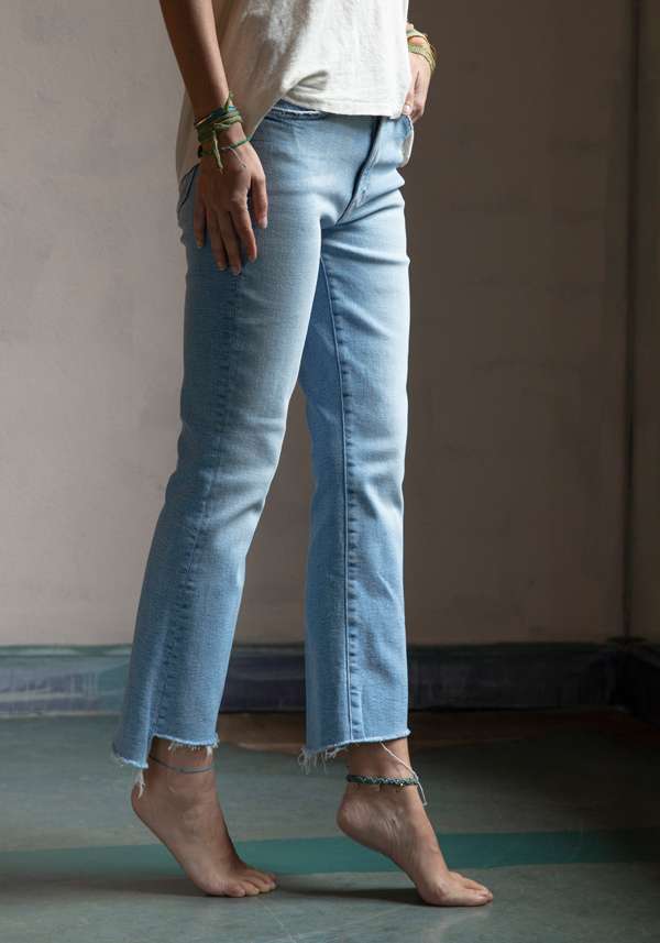 Rose & Lini MOTHER DENIM “INSIDER CROP STEP FRAY” BLUE JEANS Affare Del Giorno