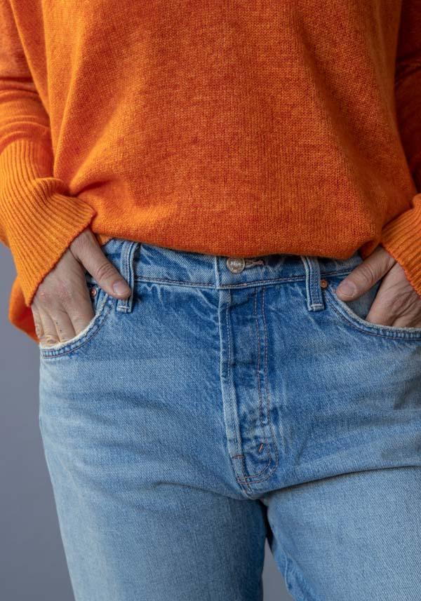 Rose & Lini MOTHER DENIM “THE DITCHER HOVER” DENIM BLUE JEANS Prezzo Ridotto