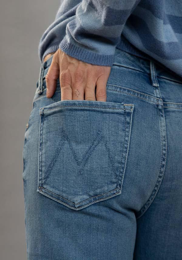 Rose & Lini MOTHER DENIM “THE ROLLER FRAY” DENIM BLUE JEANS Novità