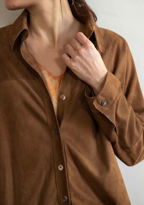 Rose & Lini GIORGIO BRATO SUEDE LEATHER “OVER SHIRT” RUM Outlet
