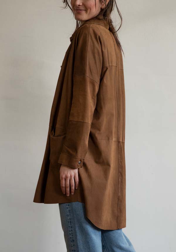 Rose & Lini GIORGIO BRATO SUEDE LEATHER “OVER SHIRT” RUM Outlet