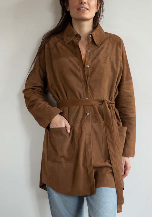 Rose & Lini GIORGIO BRATO SUEDE LEATHER “OVER SHIRT” RUM Outlet