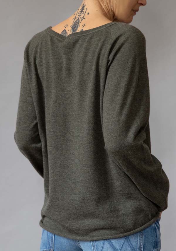 Rose & Lini MAJESTIC CASHMERE “COL BATEAU 457” KAKI SWEATER Vendita Calda