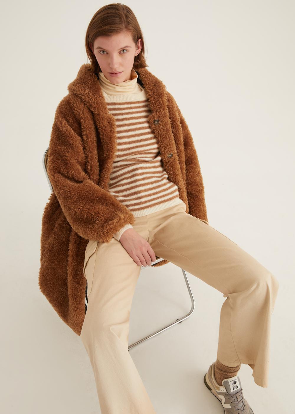 Rosso35 Cappotto reversibile con pelliccia ecologica e cappuccio In Linea
