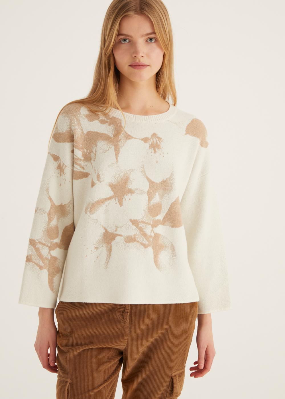 Rosso35 Felpa girocollo con stampa fiore jacquard Saldi Di Fabbrica