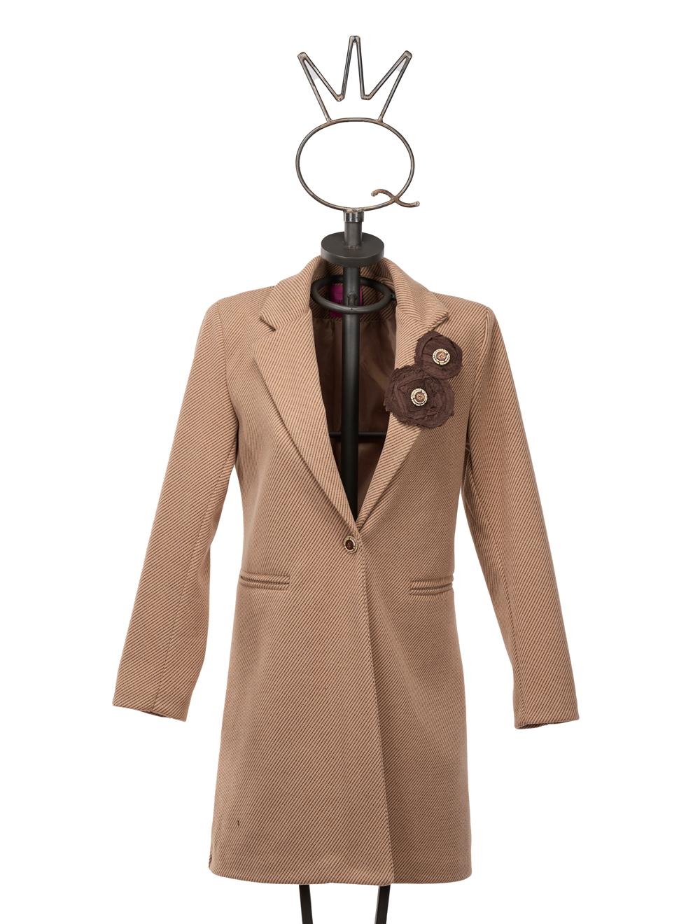 Save The Queen Cappotto corto beige con applicazioni In Linea