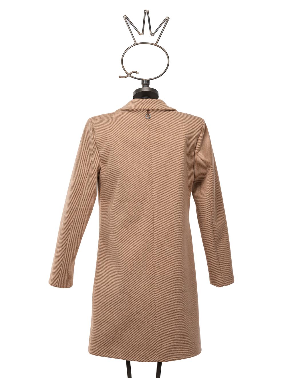 Save The Queen Cappotto corto beige con applicazioni In Linea