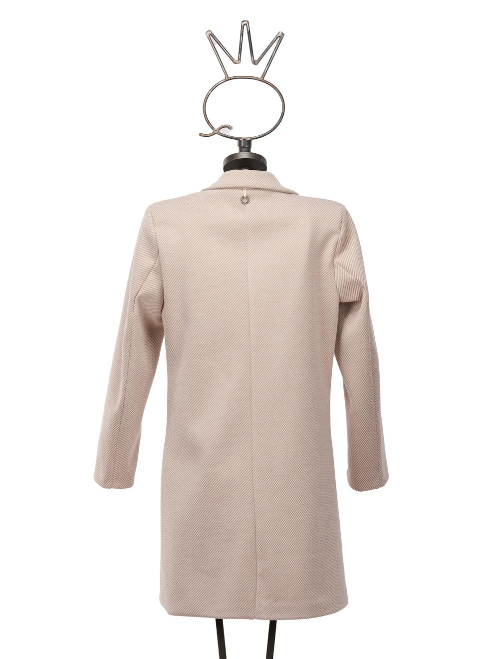 Save The Queen Cappotto corto bianco panna spigato beige con applicazioni Nuovo