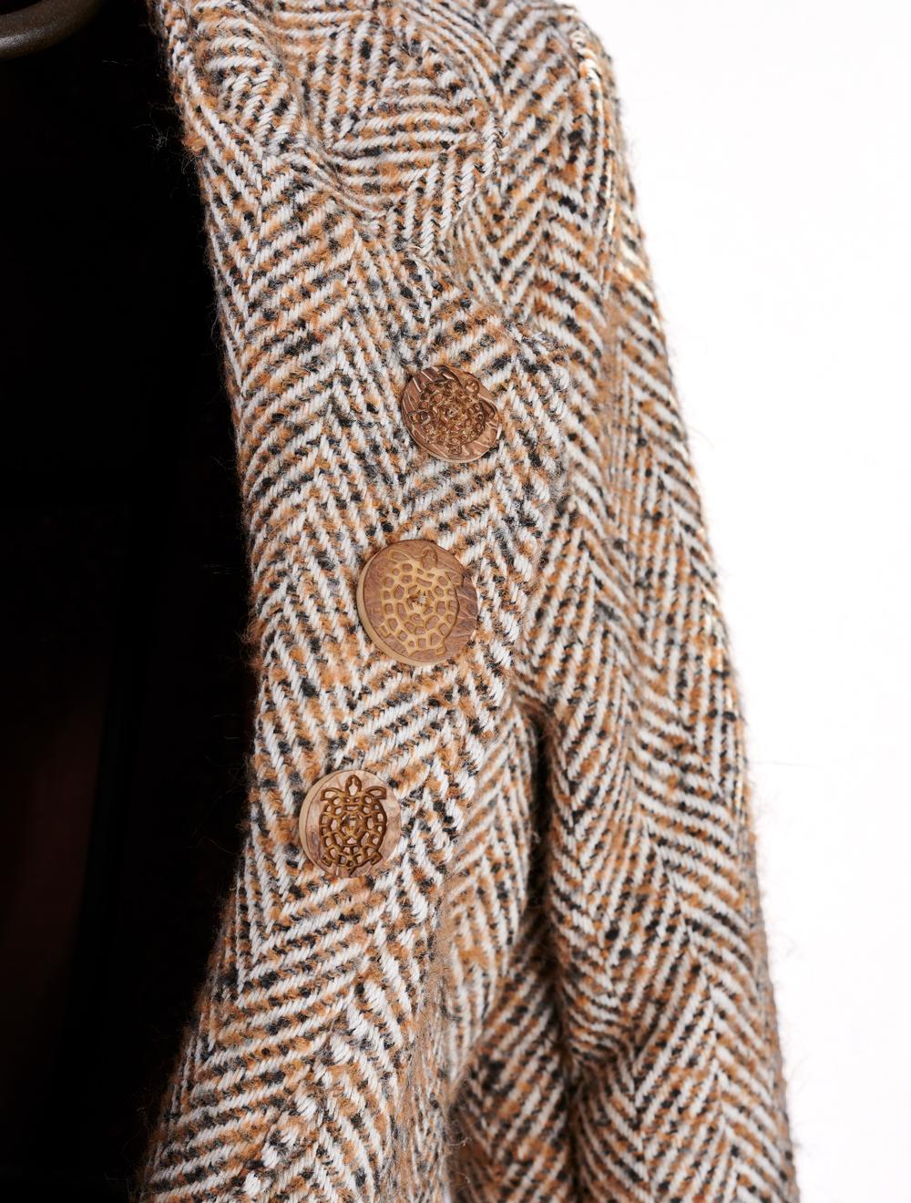 Save The Queen Cappotto spigato marrone e beige Qualità