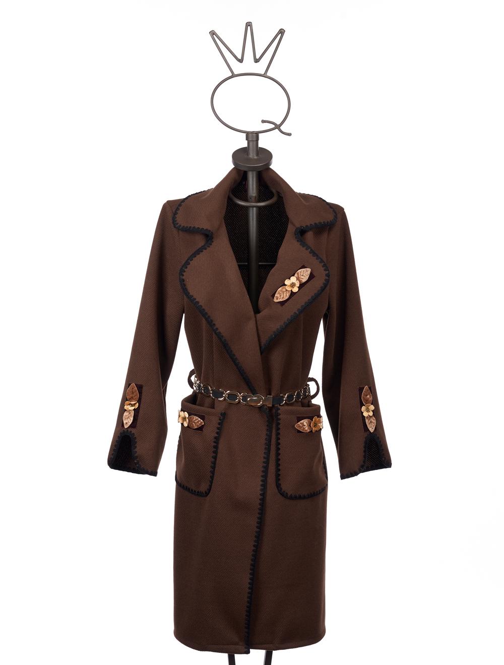 Save The Queen Cappotto marrone con bordi ricamati Spedizione Gratuita