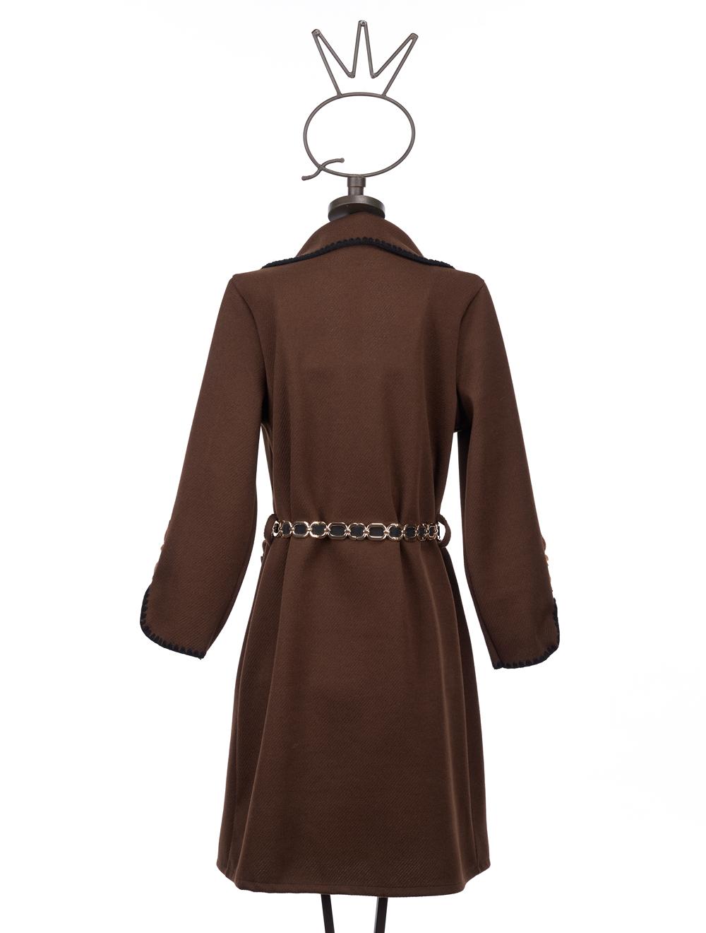 Save The Queen Cappotto marrone con bordi ricamati Spedizione Gratuita