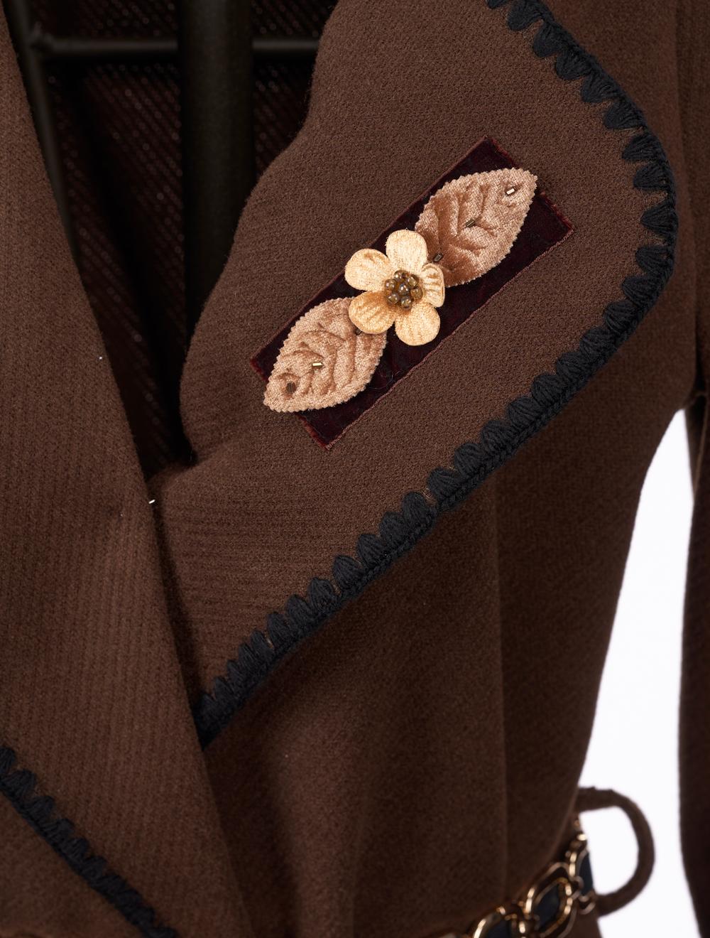 Save The Queen Cappotto marrone con bordi ricamati Spedizione Gratuita