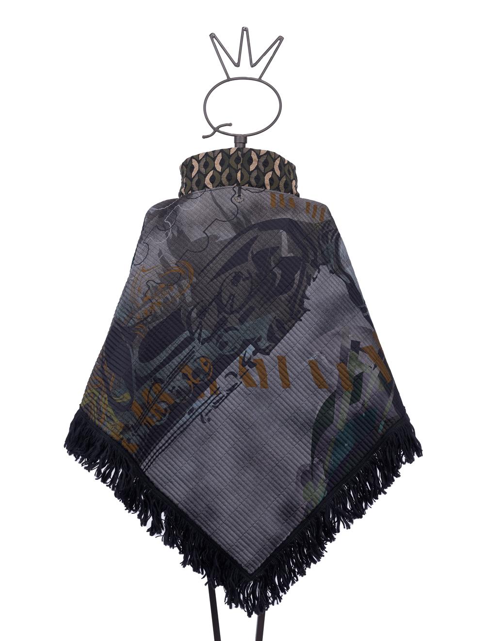 Save The Queen Poncho in seta e finta pelle con ricami Negozi Online