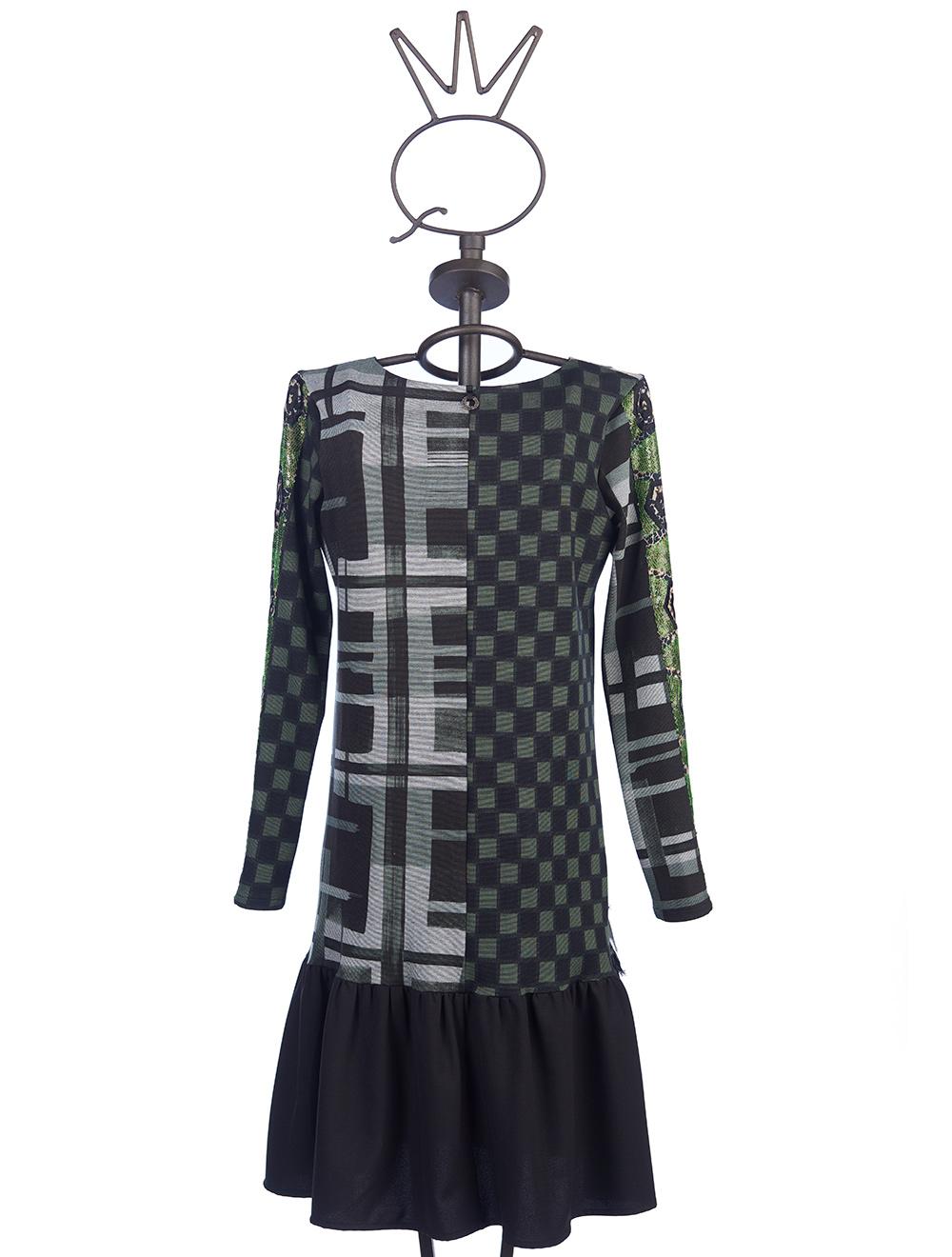 Save The Queen Vestito corto con stampa a quadri rouches e ricami In Linea