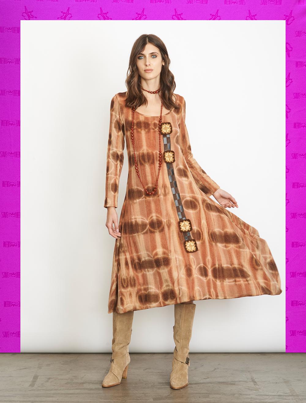 Save The Queen Vestito longuette in jersey di lana con stampa tie dye Consegna Veloce