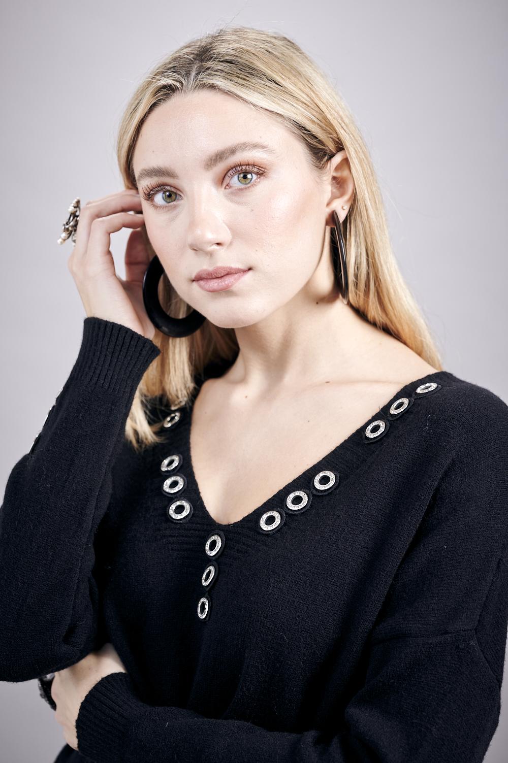 Save The Queen Abito in tricot nero Sconto