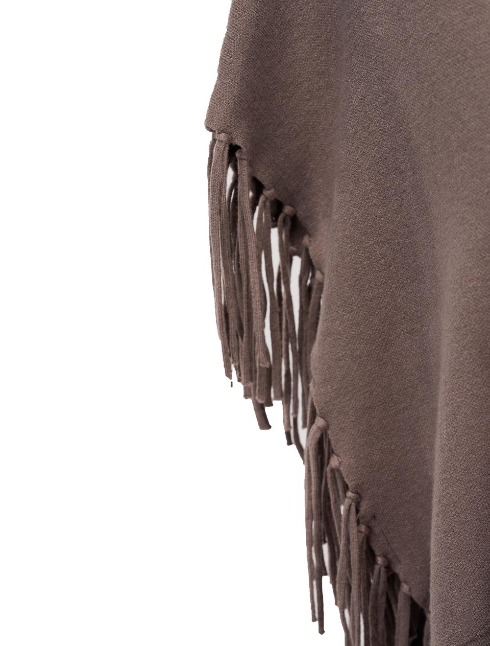 Save The Queen Maglia poncho color tortora in viscosa con applicazioni Saldi Di Fabbrica