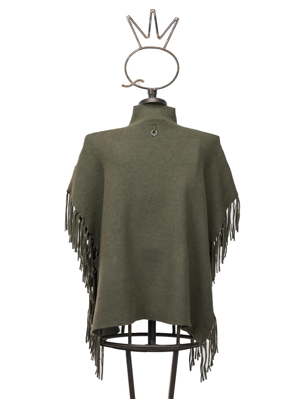 Save The Queen Maglia poncho verde salvia in viscosa con applicazioni I Più Venduti