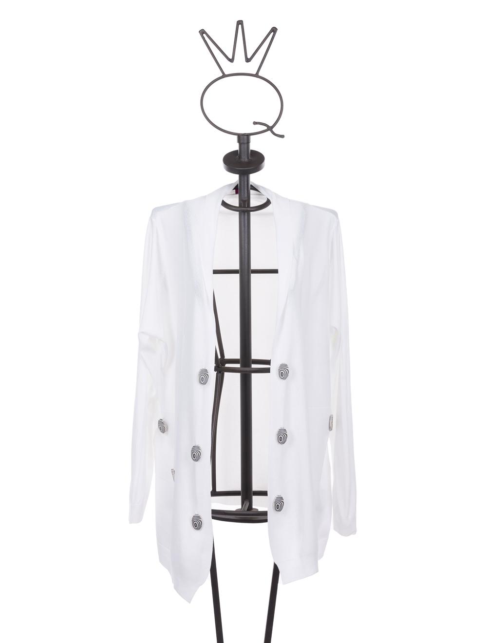 Save The Queen Cardigan bianco in viscosa con applicazioni 2025