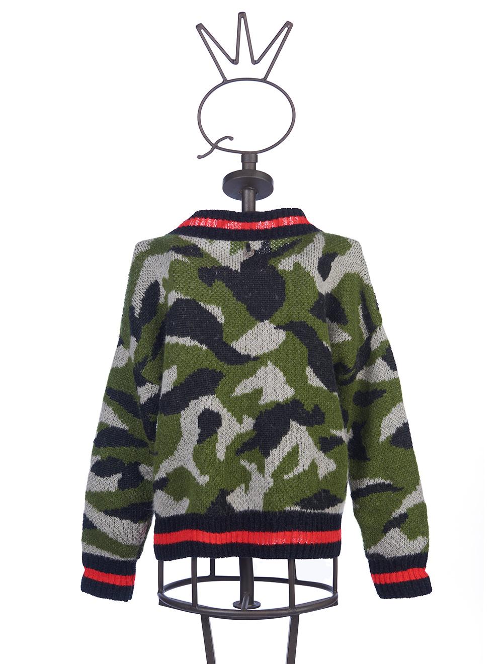 Save The Queen Maglia jacquard con disegno camouflage in lana mohair 2025