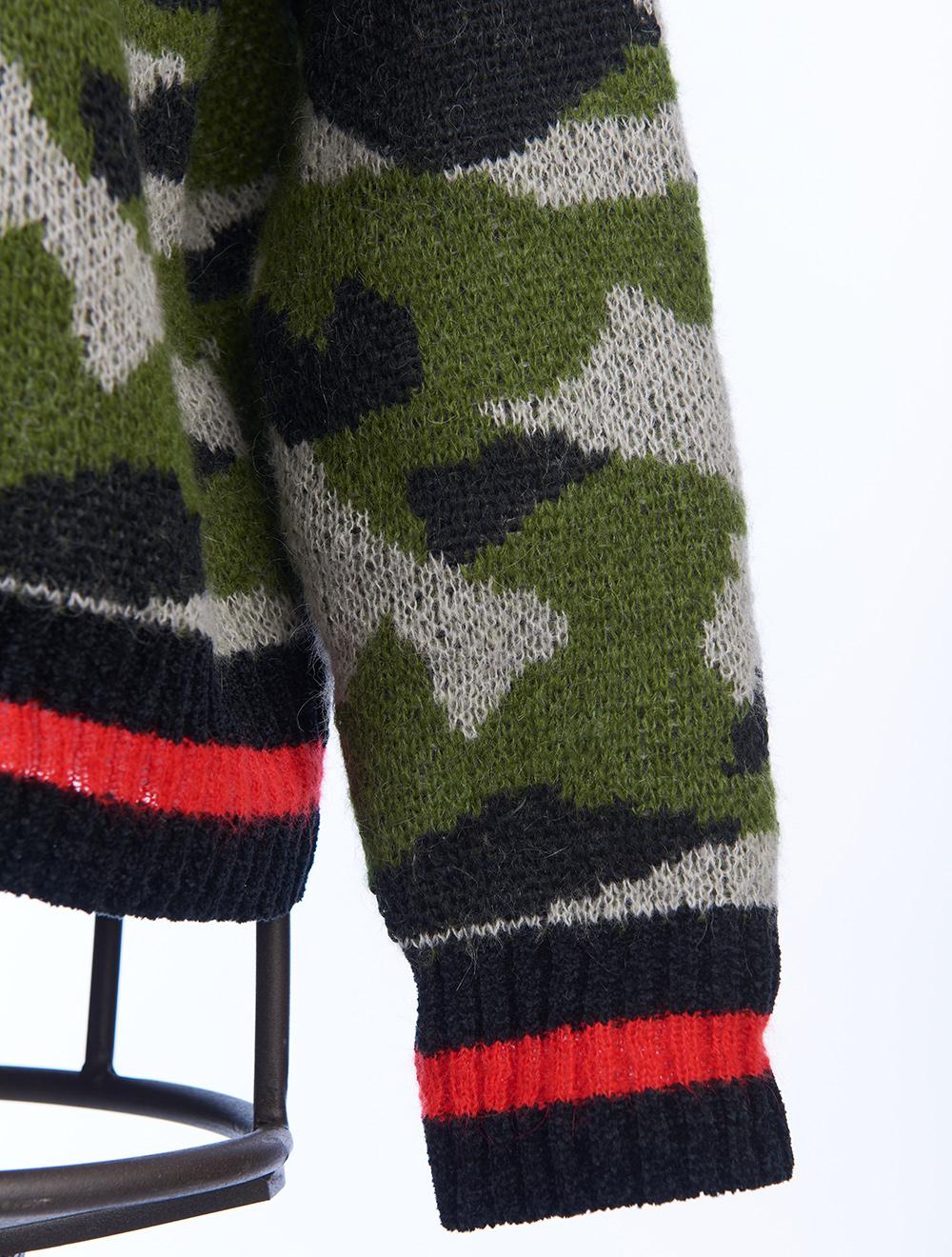 Save The Queen Maglia jacquard con disegno camouflage in lana mohair 2025