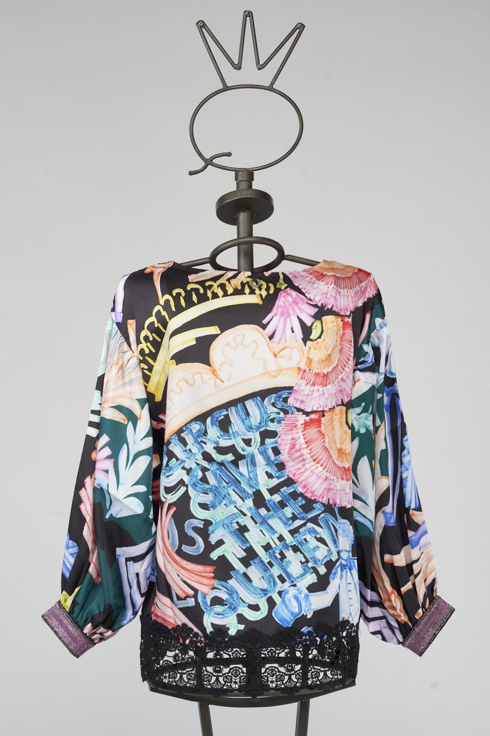 Save The Queen Blusa in raso con stampa dedicata al Circo Sconto