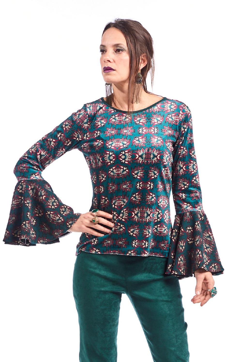 Save The Queen t-shirt in velluto con stampa floreale Online