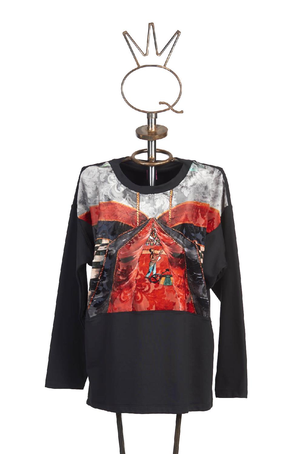 Save The Queen Maglia felpata con stampa su tessuti devorè Acquista Ora