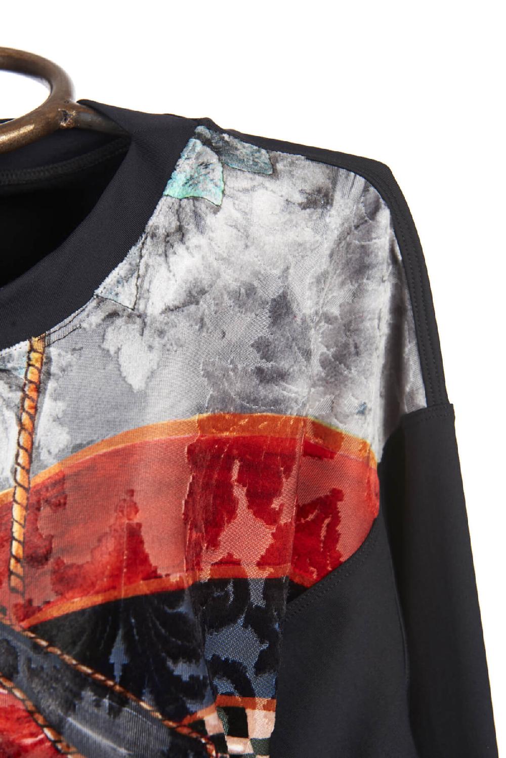 Save The Queen Maglia felpata con stampa su tessuti devorè Acquista Ora