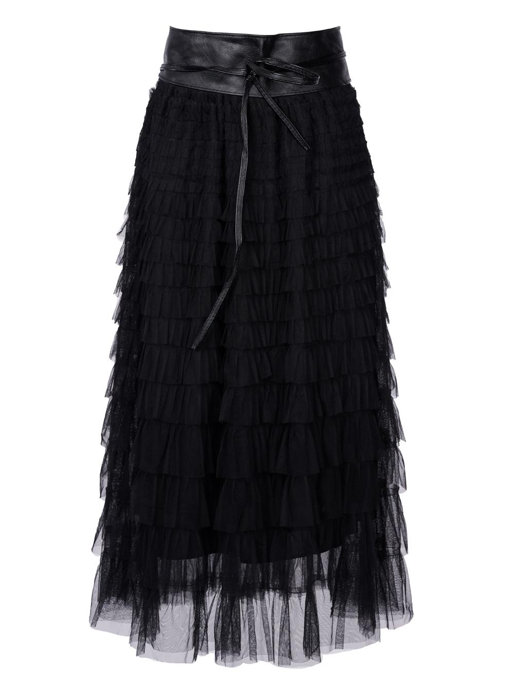 Save The Queen Gonna lunga a balze in tulle nero Novità
