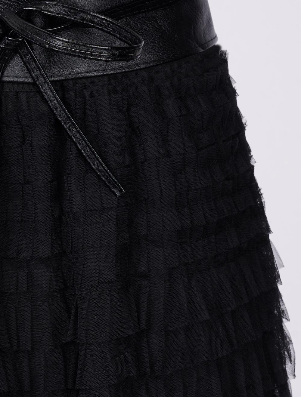 Save The Queen Gonna lunga a balze in tulle nero Novità