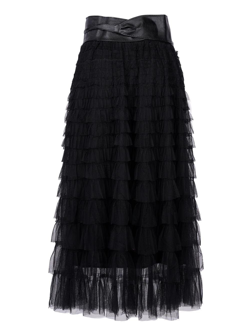 Save The Queen Gonna lunga a balze in tulle nero Novità