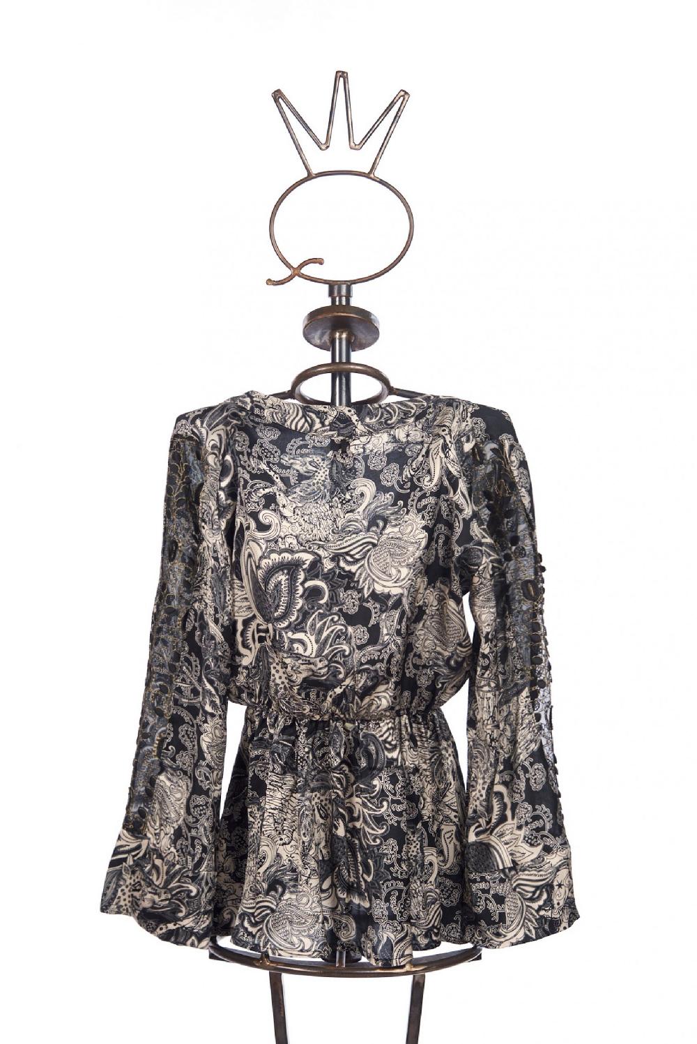 Save The Queen Blusa in raso con stampa rinascimentale Spedizione Gratuita