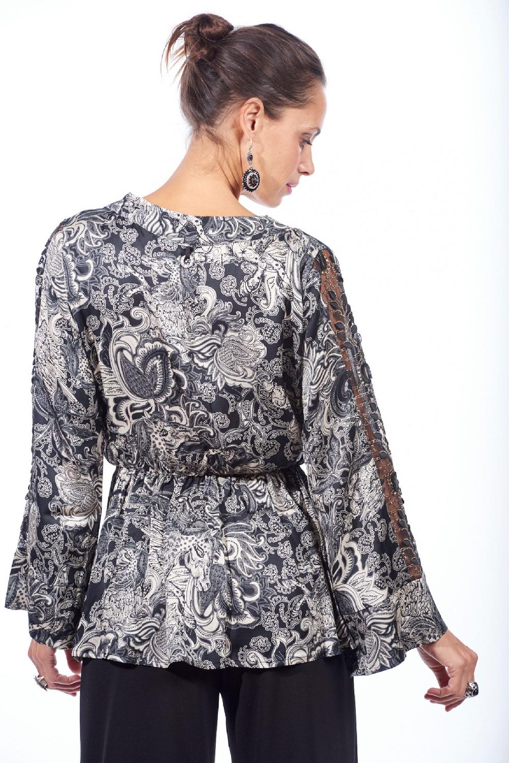 Save The Queen Blusa in raso con stampa rinascimentale Spedizione Gratuita