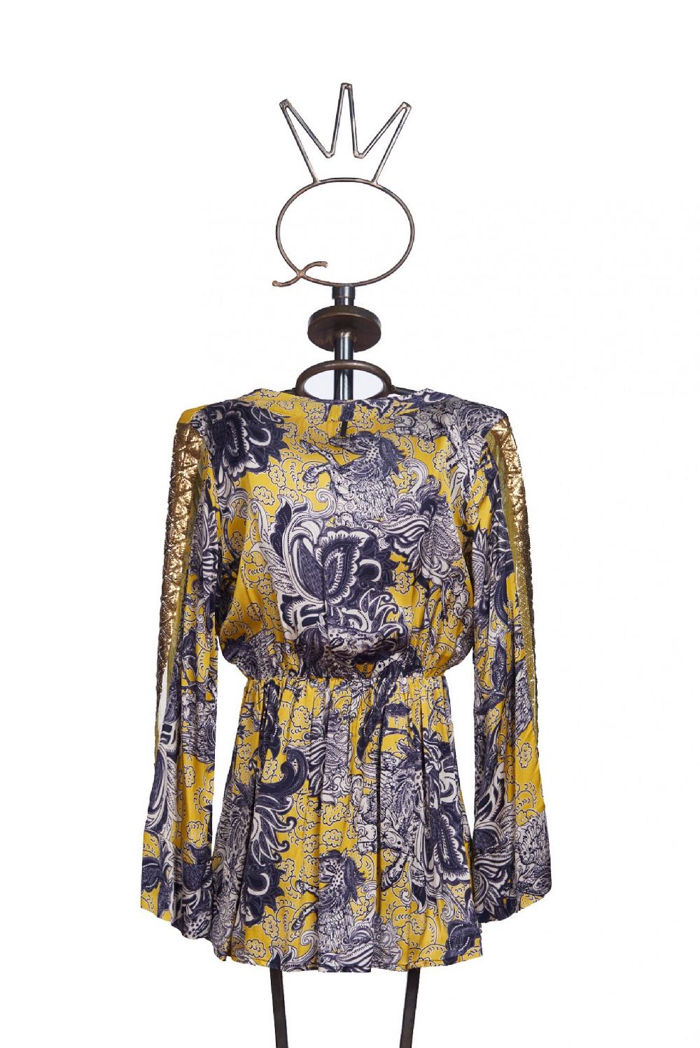 Save The Queen Blusa in raso con stampa rinascimentale Saldi