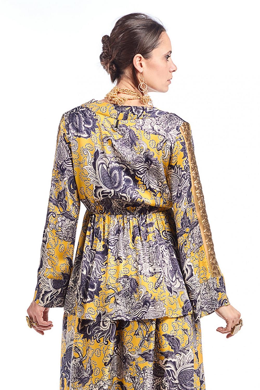 Save The Queen Blusa in raso con stampa rinascimentale Saldi
