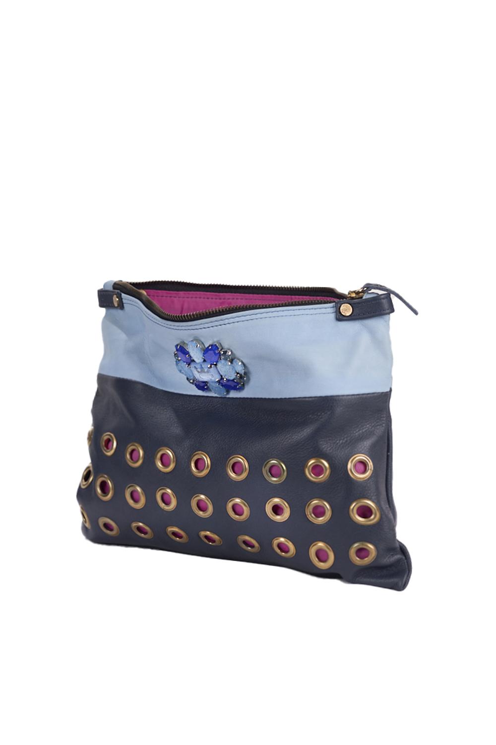 Save The Queen Pochette in pelle celeste e blu Vendite Flash