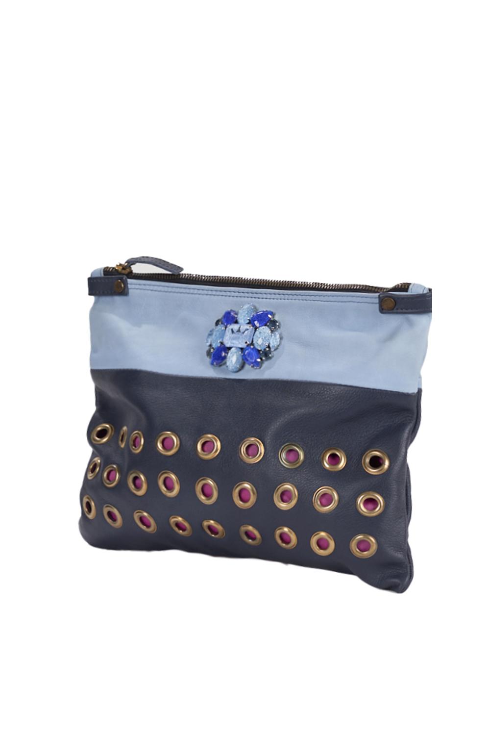 Save The Queen Pochette in pelle celeste e blu Vendite Flash