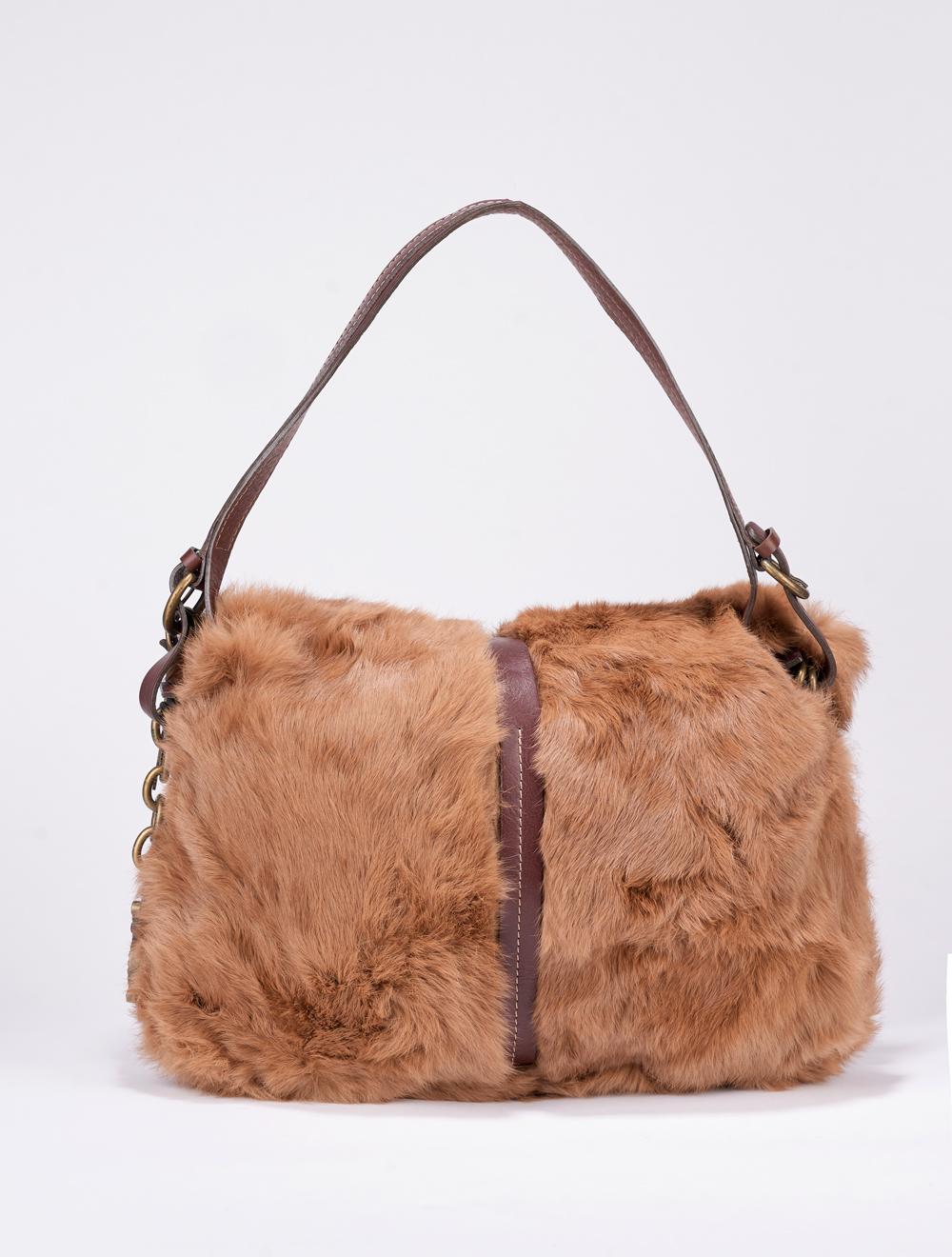 Save The Queen Borsa in lapin color biscotto In Saldo