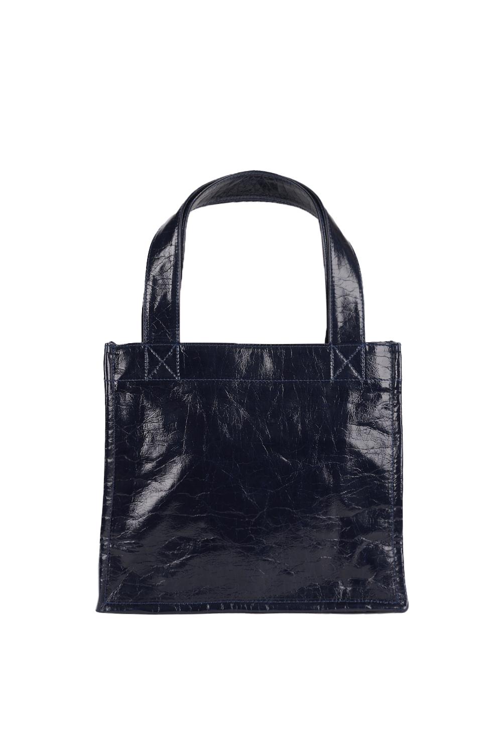 Save The Queen Borsa shopper blu scura in ecopelle con logo metallico 2025